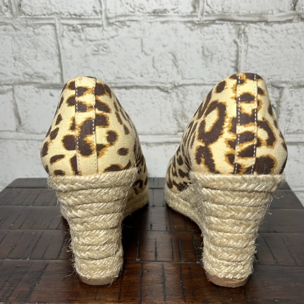 J Crew Seville Espadrilles brown leopard animal print heels